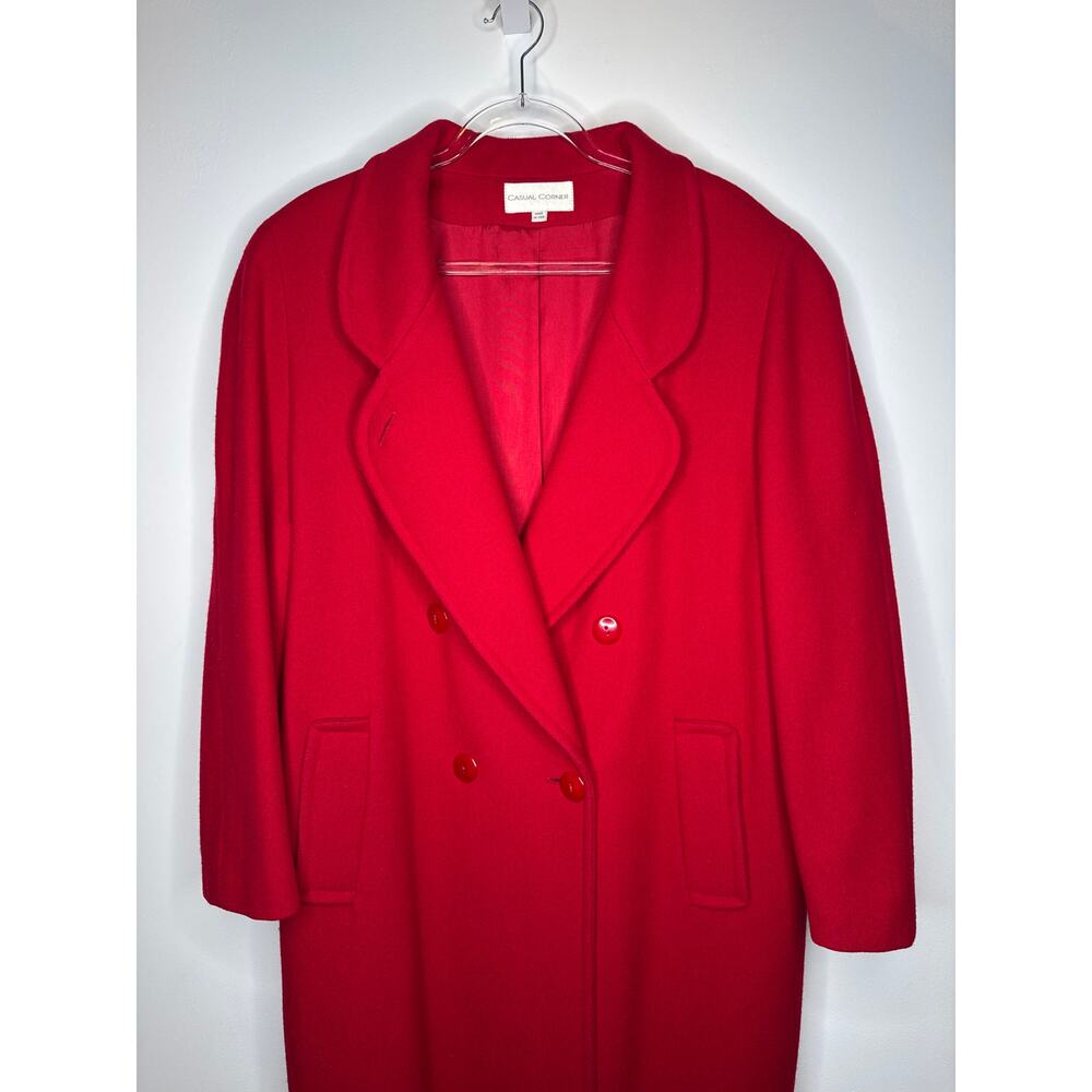 1980s Casual Corner Red Wool Long Coat Made in USA medium - Large - Picture 10 of 16